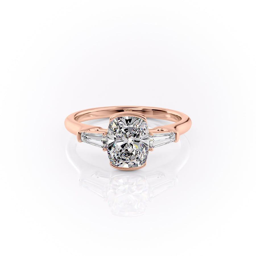 The Parker Set With A 4.5 Carat Elongated Cushion Moissanite