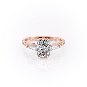 The Pave Parker Set With A 4.5 Carat Elongated Cushion Moissanite