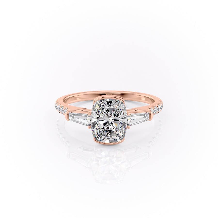 The Pave Parker Set With A 3.5 Carat Elongated Cushion Moissanite