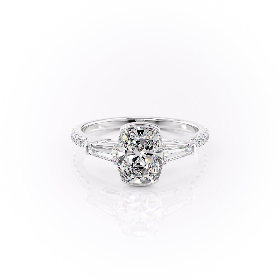 The Pave Parker Set With A 2 Carat Elongated Cushion Lab Diamond