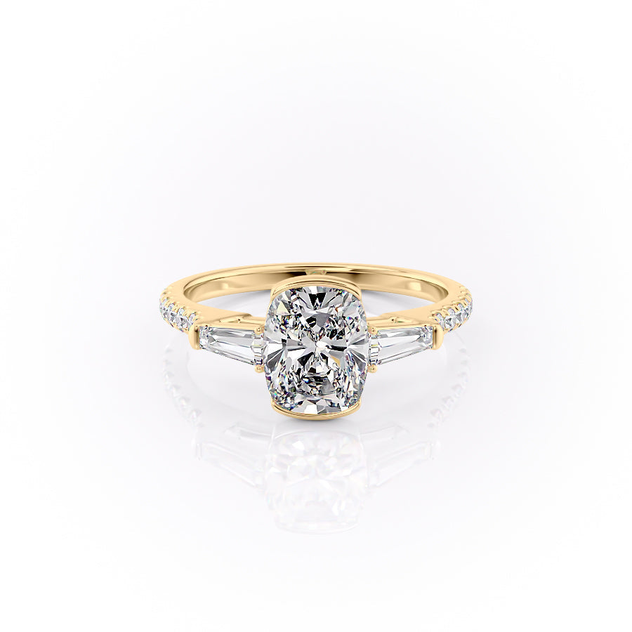 The Pave Parker Set With A 4.5 Carat Elongated Cushion Moissanite