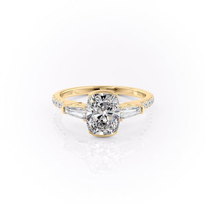 The Pave Parker Set With A 5 Carat Elongated Cushion Moissanite