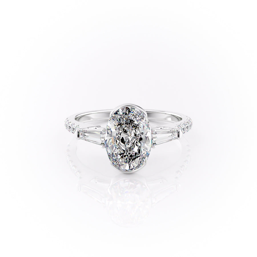 The Pave Parker Set With A 3.5 Carat Oval Moissanite