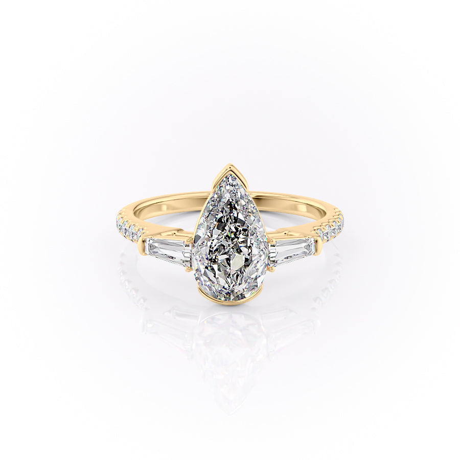 The Pave Parker Set With A 2.5 Carat Pear Lab Diamond