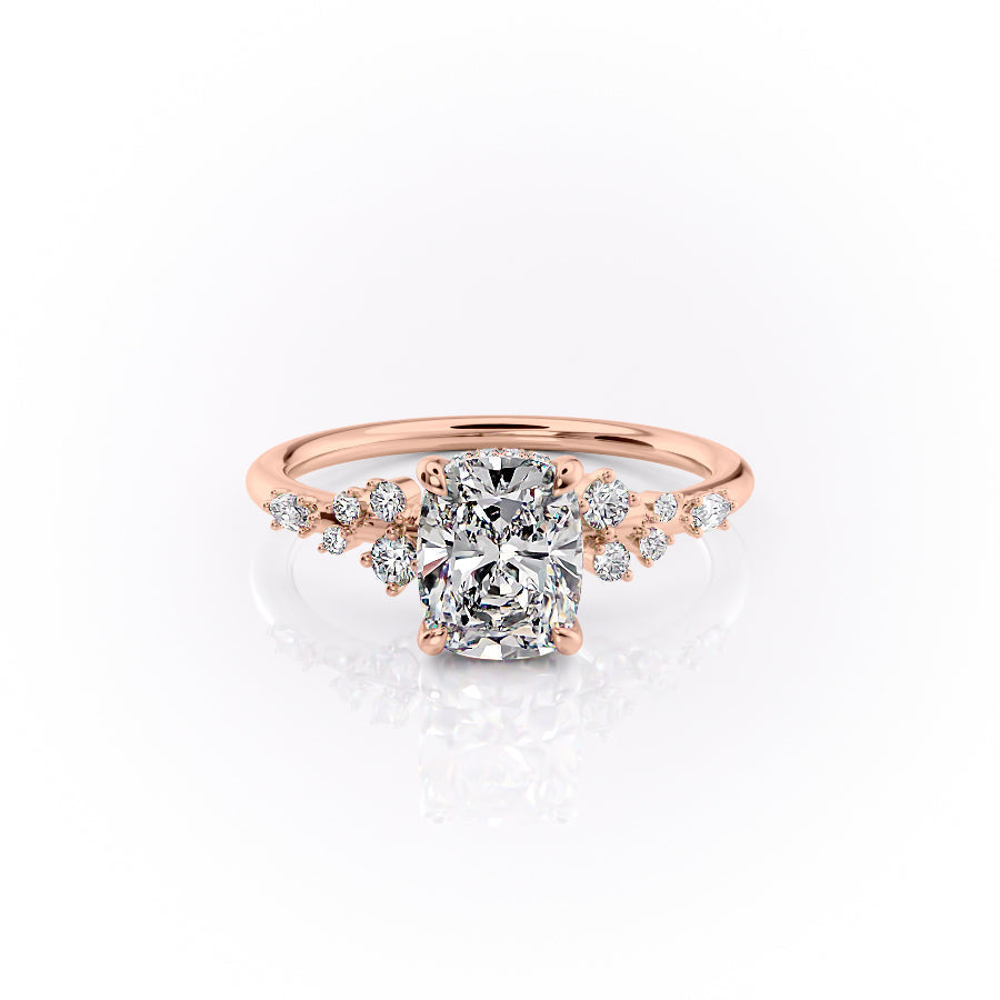 The Emma Set With A 2 Carat Elongated Cushion Lab Diamond
