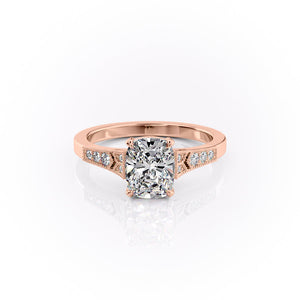 The Dianne Set With A 1.5 Carat Elongated Cushion Lab Diamond