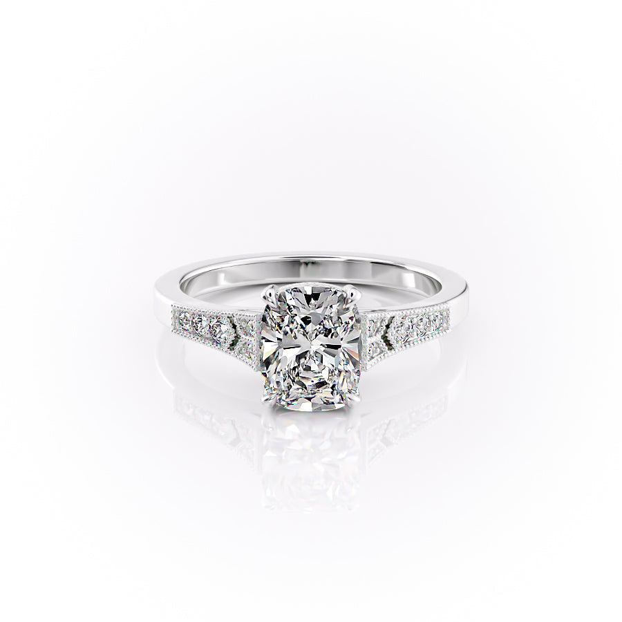The Dianne Set With A 1 Carat Elongated Cushion Lab Diamond