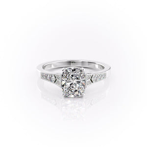 The Dianne Set With A 2.5 Carat Elongated Cushion Lab Diamond