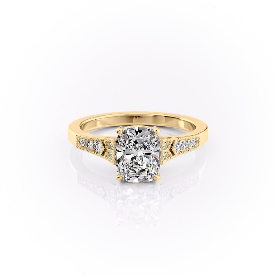 The Dianne Set With A 3 Carat Elongated Cushion Lab Diamond