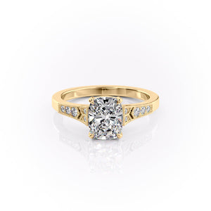 The Dianne Set With A 3 Carat Elongated Cushion Lab Diamond