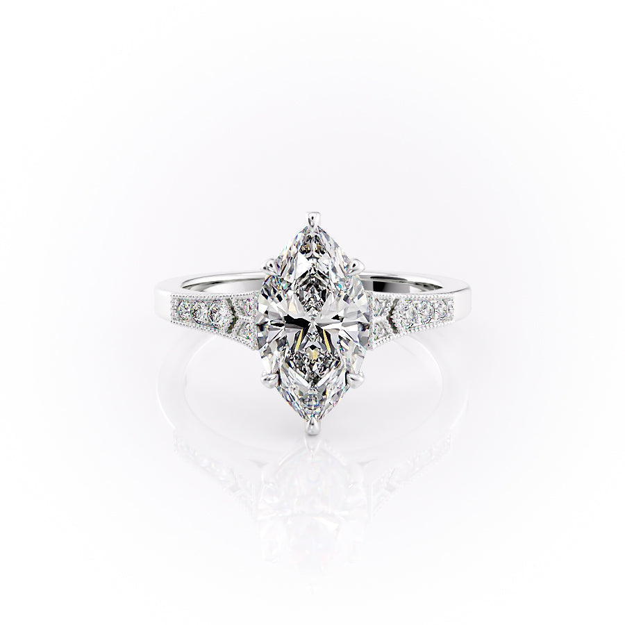 The Dianne Set With A 3 Carat Marquise Lab Diamond