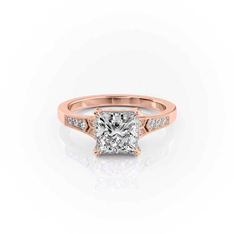 The Dianne Set With A 3 Carat Princess Lab Diamond