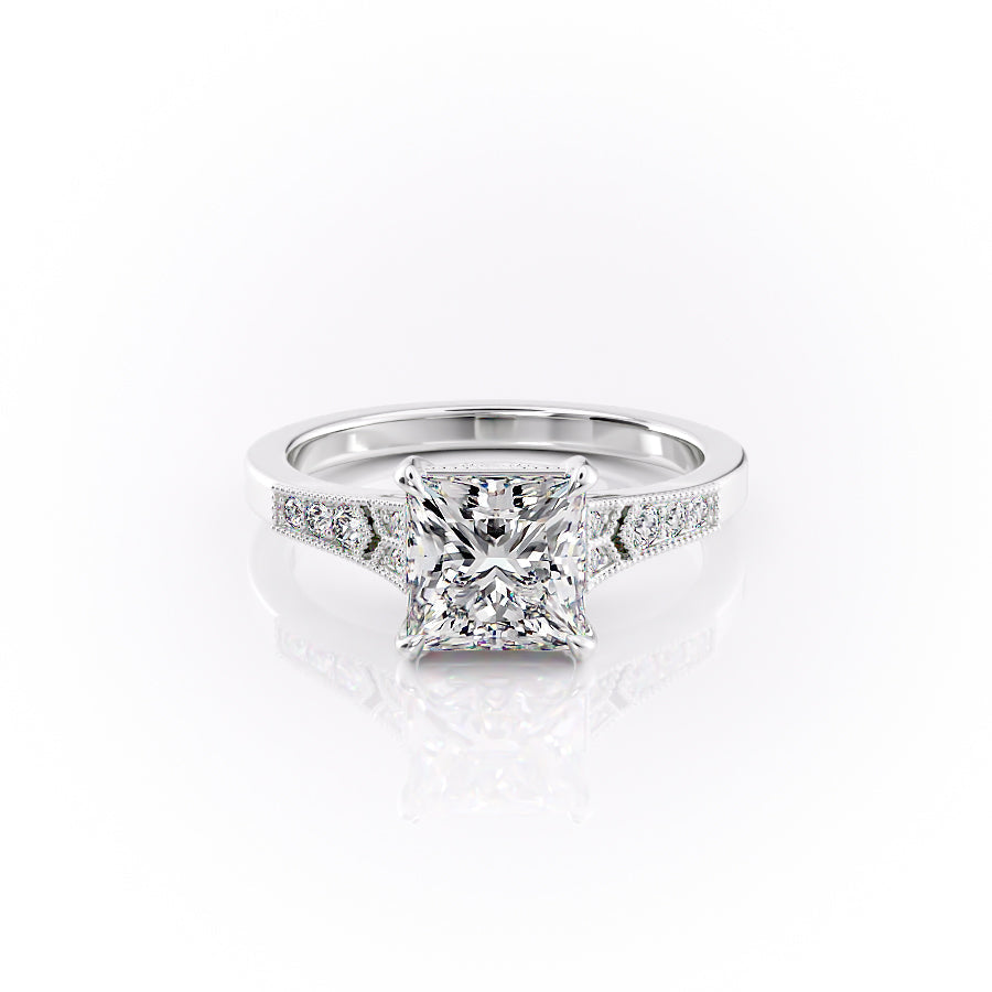 The Dianne Set With A 2 Carat Princess Lab Diamond