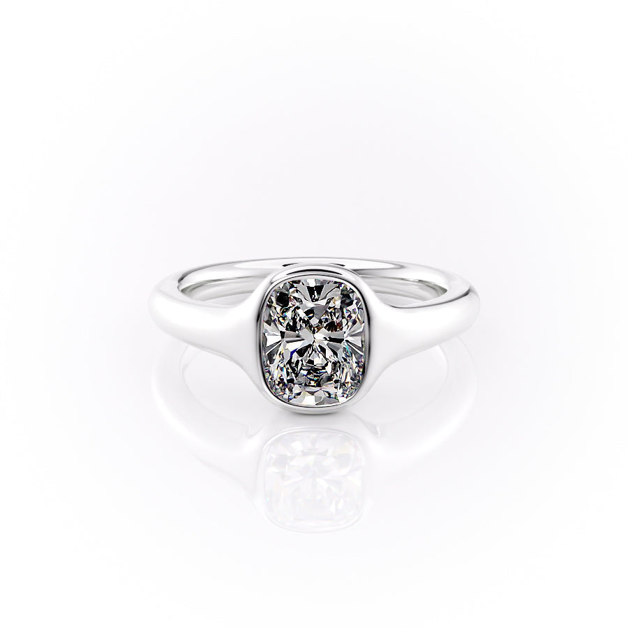 The Stella Set With A 1.5 Carat Elongated Cushion Lab Diamond