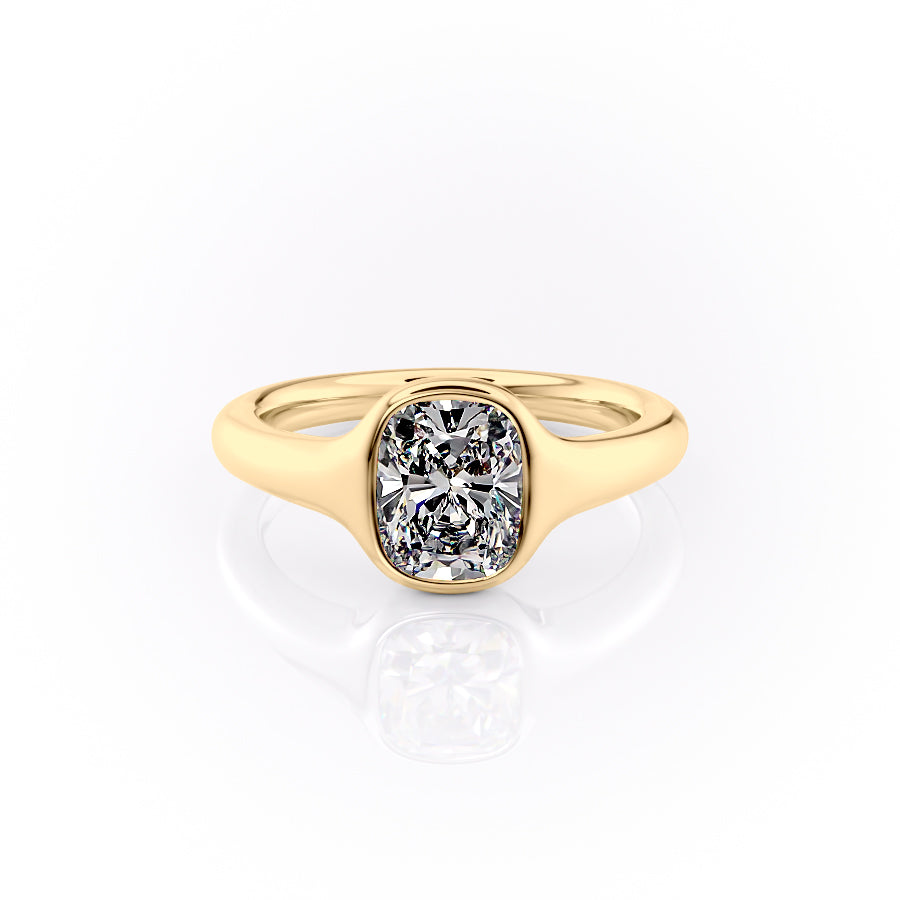 The Stella Set With A 1.5 Carat Elongated Cushion Lab Diamond