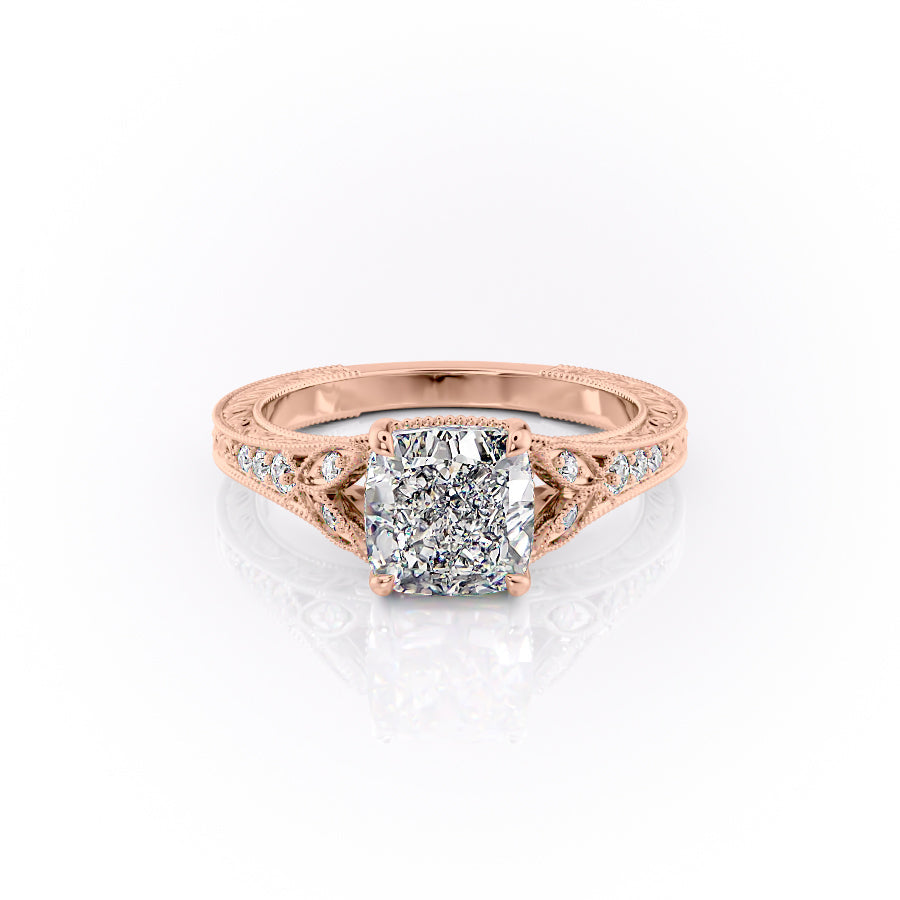 The Violet Set With A 2 Carat Cushion Moissanite