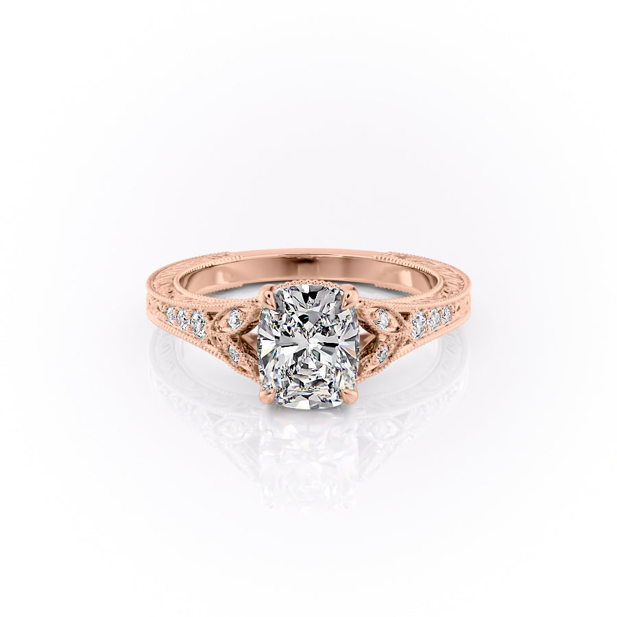 The Violet Set With A 1 Carat Elongated Cushion Moissanite