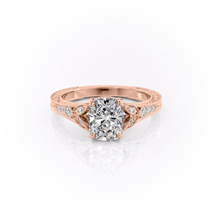 The Violet Set With A 1 Carat Elongated Cushion Moissanite