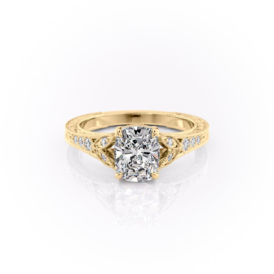 The Violet Set With A 1.5 Carat Elongated Cushion Lab Diamond