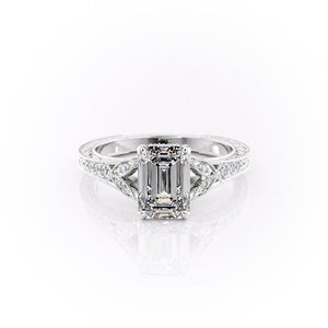 The Violet Set With A 2.5 Carat Emerald Moissanite