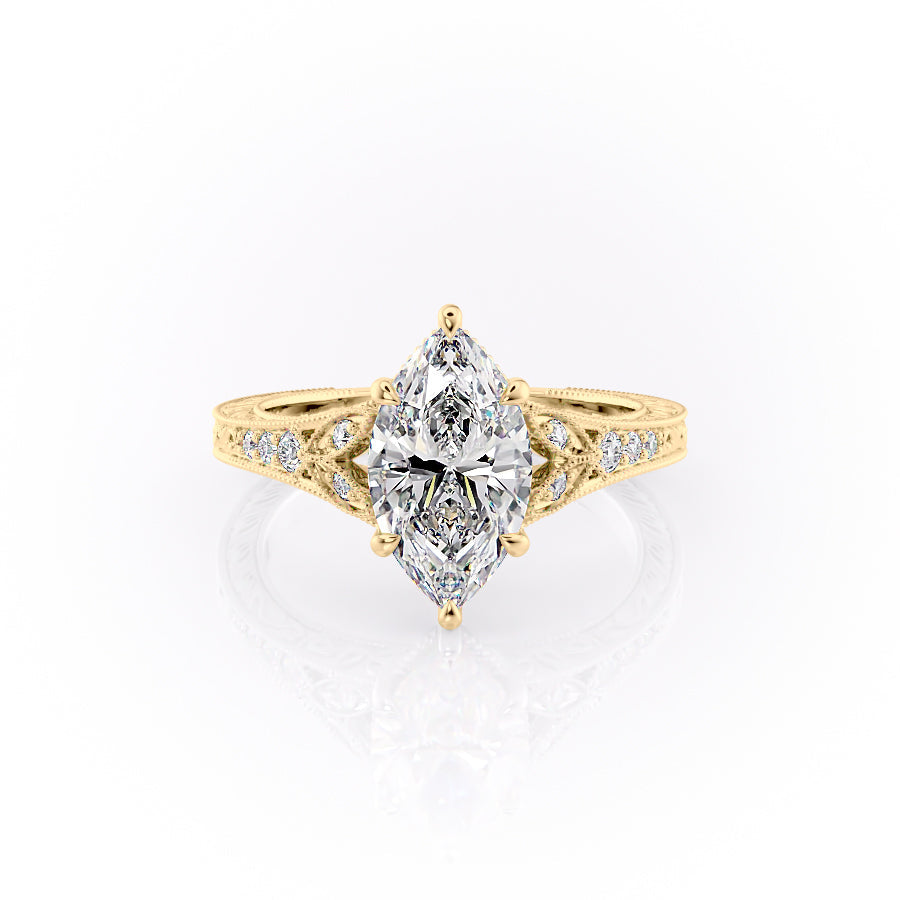 The Violet Set With A 2 Carat Marquise Moissanite