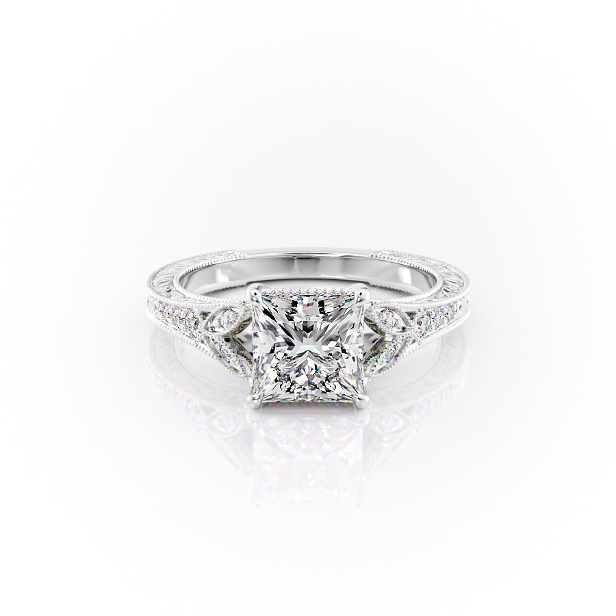 The Violet Set With A 4.5 Carat Princess Moissanite