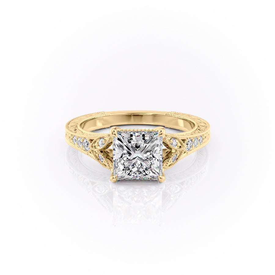 The Violet Set With A 1.5 Carat Princess Moissanite