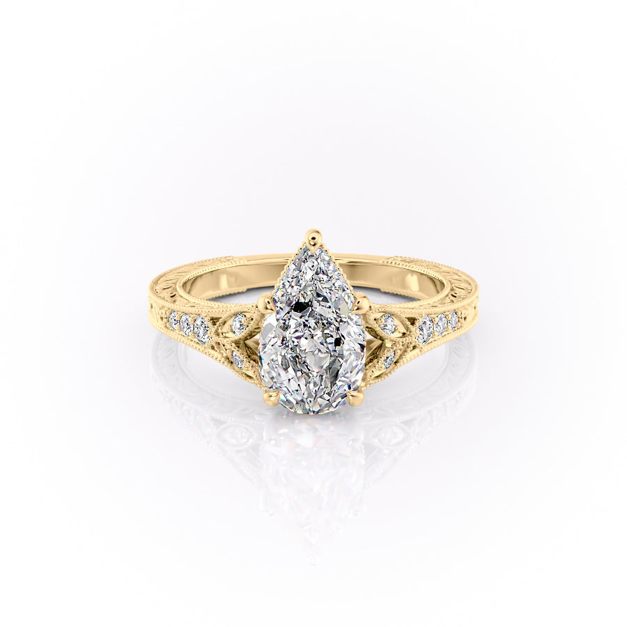 The Violet Set With A 4.5 Carat Pear Moissanite