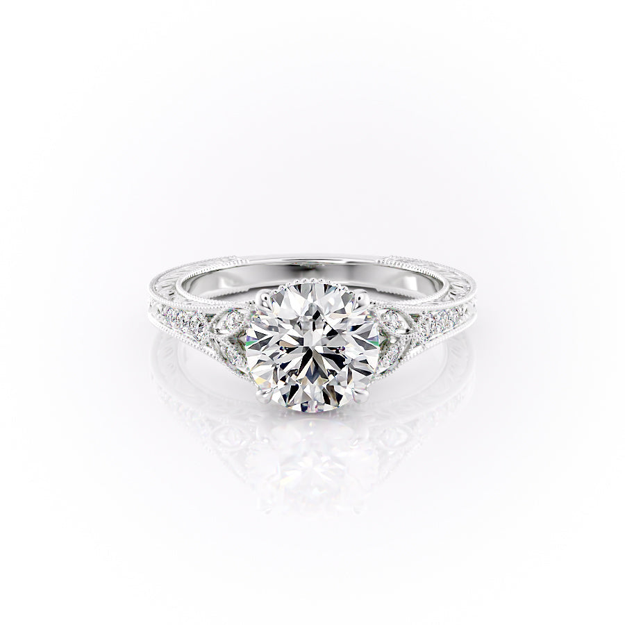 The Violet Set With A 1.5 Carat Round Moissanite