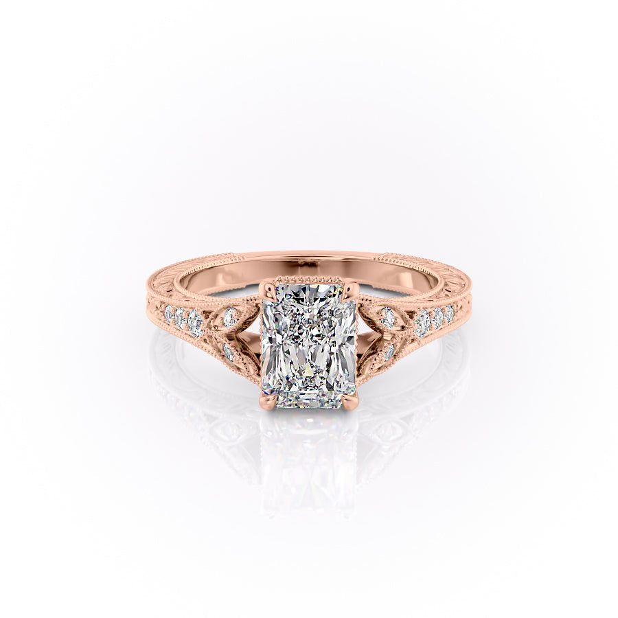 The Violet Set With A 1.5 Carat Radiant Moissanite