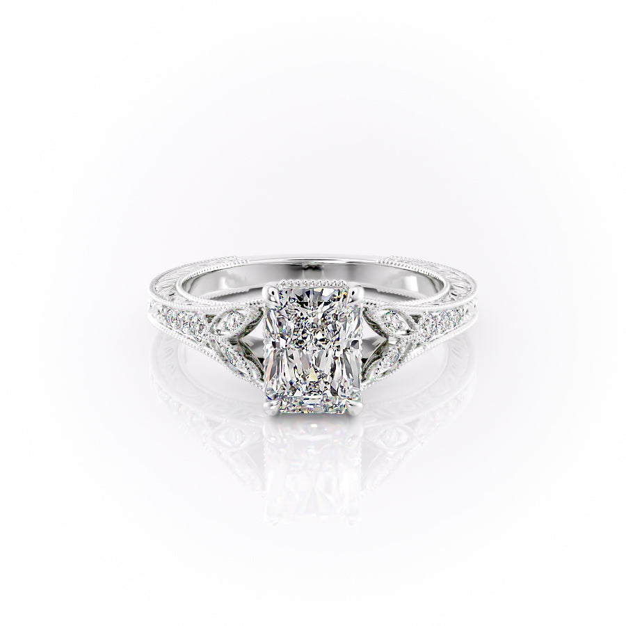 The Violet Set With A 2 Carat Radiant Moissanite