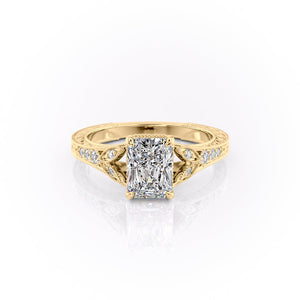 The Violet Set With A 1.5 Carat Radiant Moissanite