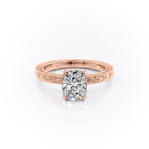 The Sierra Set With A 1.5 Carat Elongated Cushion Moissanite