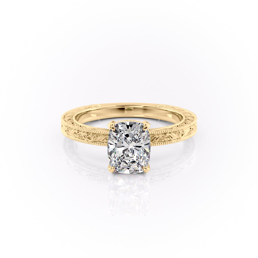 The Sierra Set With A 1.5 Carat Elongated Cushion Lab Diamond