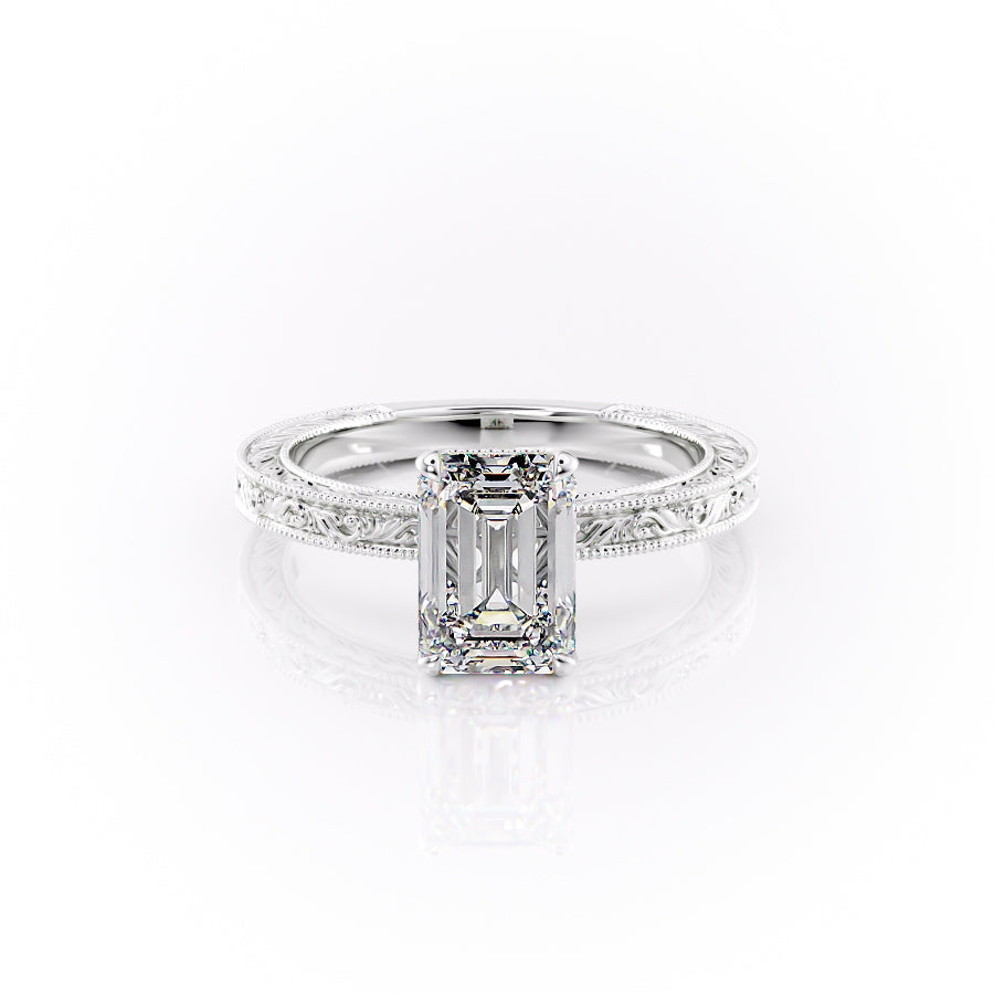 The Sierra Set With A 1 Carat Emerald Moissanite