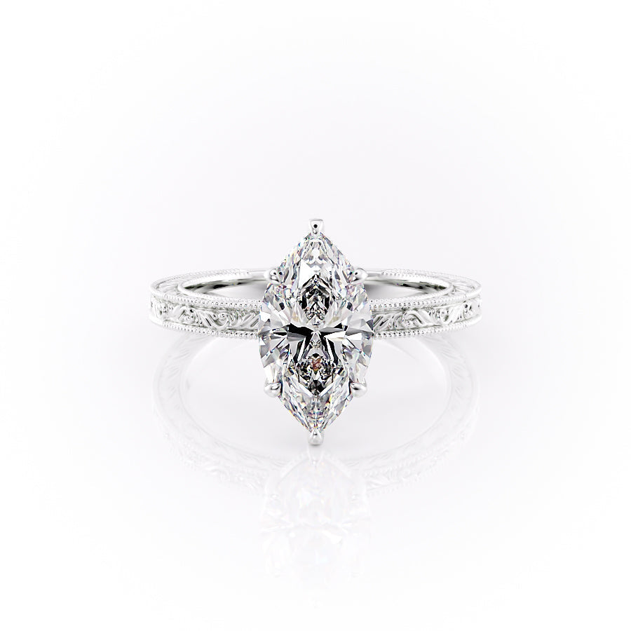 The Sierra Set With A 3.5 Carat Marquise Moissanite