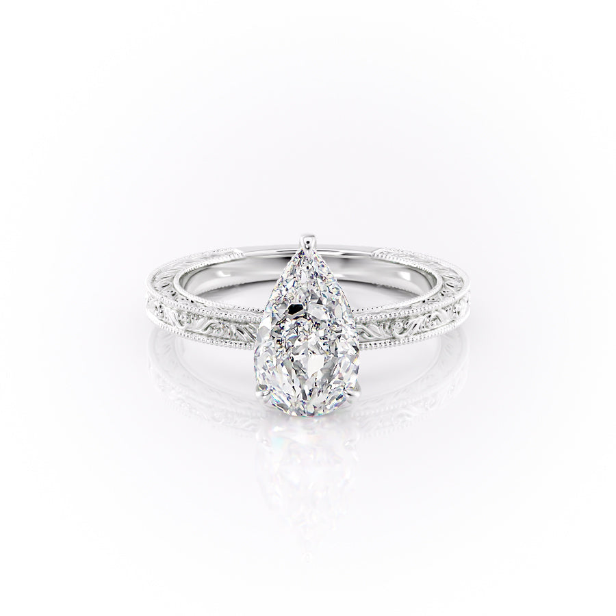 The Sierra Set With A 1.5 Carat Pear Moissanite