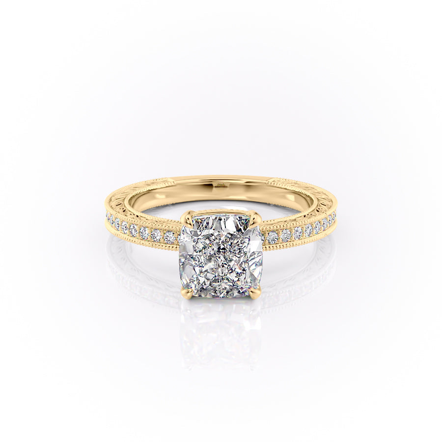 The Pave Sierra Set With A 2.5 Carat Cushion Lab Diamond