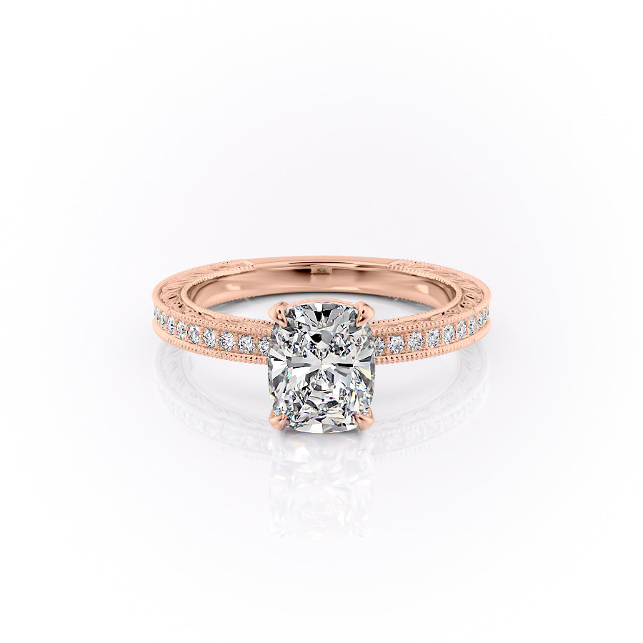 The Pave Sierra Set With A 1 Carat Elongated Cushion Lab Diamond