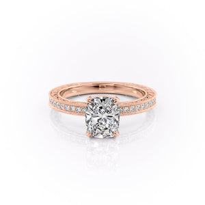 The Pave Sierra Set With A 1.5 Carat Elongated Cushion Moissanite