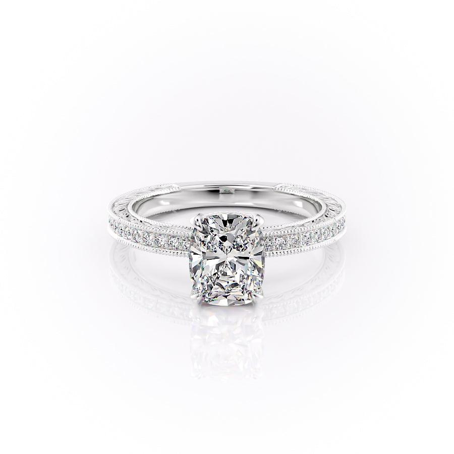 The Pave Sierra Set With A 2 Carat Elongated Cushion Lab Diamond
