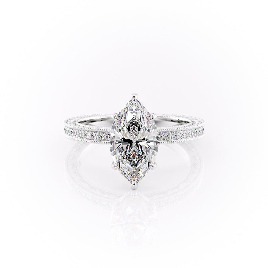 The Pave Sierra Set With A 1 Carat Marquise Moissanite