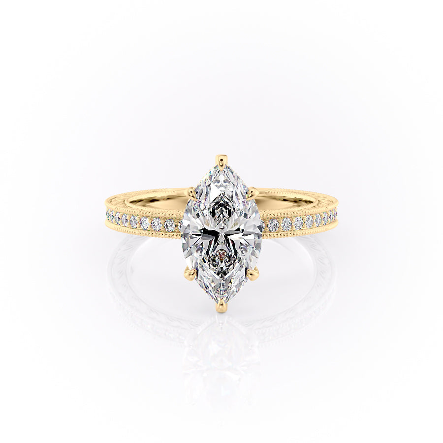 The Pave Sierra Set With A 1 Carat Marquise Moissanite