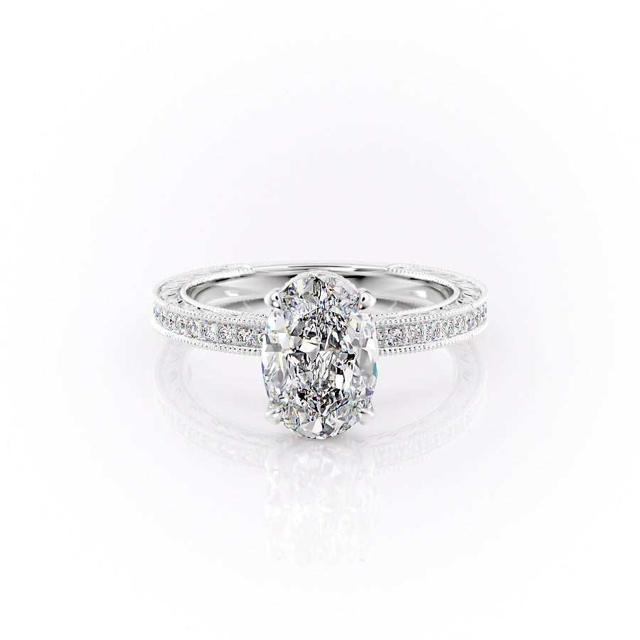 The Pave Sierra Set With A 3 Carat Oval Moissanite