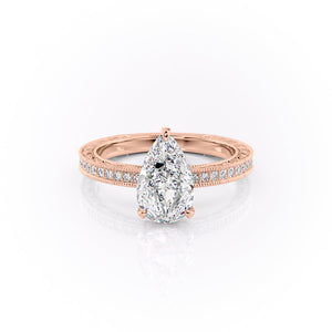 The Pave Sierra Set With A 1 Carat Pear Moissanite