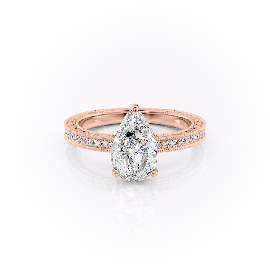 The Pave Sierra Set With A 1.5 Carat Pear Moissanite