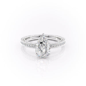 The Pave Sierra Set With A 3.5 Carat Pear Moissanite