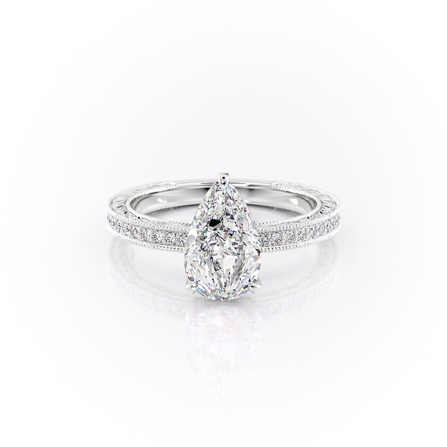 The Pave Sierra Set With A 3 Carat Pear Lab Diamond