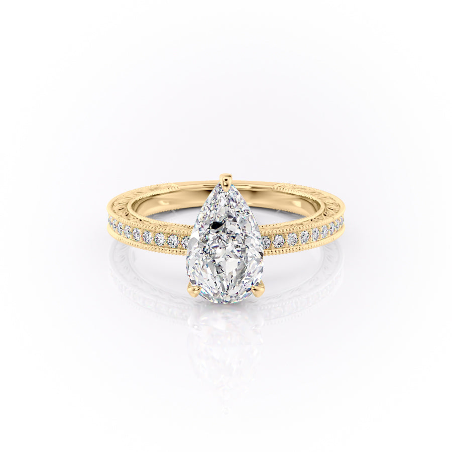 The Pave Sierra Set With A 3.5 Carat Pear Moissanite