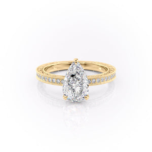 The Pave Sierra Set With A 2.5 Carat Pear Moissanite